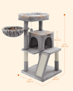 <span class=keywords><strong>Feandrea</strong></span> Arbre à chat multi-niveaux de 37,8 pouces avec condo, perchoir élargi, poteaux à gratter et rampe, hamac et grotte à 2 portes - Product Image 5