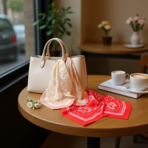 Écharpe carrée A+ Cashew Flower 70x70 cm en polyester, accessoire de mode multifonctionnel pour femme - Product Image 2