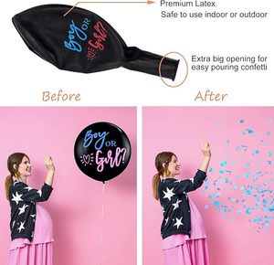 Ballon révélateur de sexe 36 pouces avec confettis bleus et roses Décorations garçon ou fille Popper & Spray pour les fêtes de bébé - Product Image 3