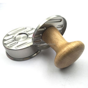 Outils de gadgets de cuisine durables Manche en bois léger Presse à <span class=keywords><strong>hamburger</strong></span> ronde pour petit café Burger Shop Usage domestique - Product Image 4