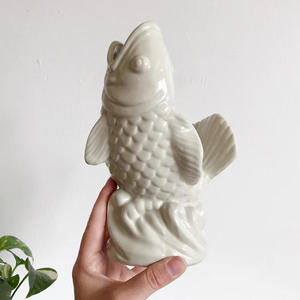 Jarrón Decorativo de Cerámica con Forma de Pez, Estilo Hawaiano, Esmalte Azul, Tótem Divino <span class=keywords><strong>Tiki</strong></span> - Product Image 4