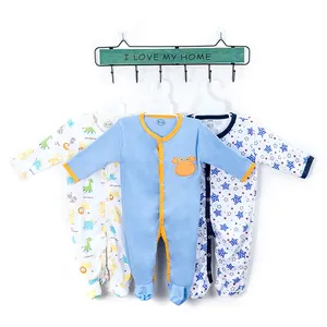 Michley Wholesale Cotton Girls 3pcs Pack Boys Gift Set Mixed Color Rompers Unisex Newborn Baby Clothes
