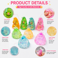 Nouveauté ZIHAI CL-0108 Mini jouet souple translucide en forme de bonhomme de neige avec paillettes, en matériau TPR, boîte de présentation individuelle PDQ, pour les boutiques de cadeaux