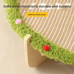 Lit pour chat et chien en bambou doux toutes saisons avec planche à gratter intégrée et hamac amovible et lavable à la main uniquement - Product Image 4