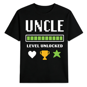 T-<span class=keywords><strong>shirt</strong></span> « Uncle Level Unlocked » – Cadeau amusant pour un nouveau-oncle, style gamer, graphique de jeu vidéo, annonce de <span class=keywords><strong>grossesse</strong></span> - Product Image 6