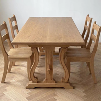 Ensemble table et chaises de salle à manger en bois massif, style vintage français, design moderne du milieu du siècle, forme rectangulaire, meubles de maison sur mesure