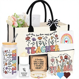 Teacher Appreciation <b>Gift</b> <b>Set</b> Canvas Tote Bag Journal <b>Candle</b> Bracelet Keychain Holiday Office <b>Gift</b> - Product Image 3