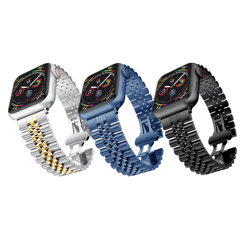 Pulsera metálica de lujo para Apple Watch, correa de acero inoxidable de 44mm para reloj inteligente iWatch 7/6