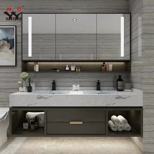 Tocador de Baño de PVC Impermeable Moderno de Losa de Roca en Blanco y Negro, Personalizado y de Bajo Precio al por Mayor para Hotel y Apartamento - Product Image 1