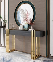 Bon marché Prix métal Art Designer hôtel Hall entrée en acier inoxydable salon coin marbre table console avec miroir