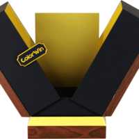 Boîte cadeau à double porte en bois grainé noir et or avec fermeture magnétique personnalisée pour emballage de coffret cadeau de luxe