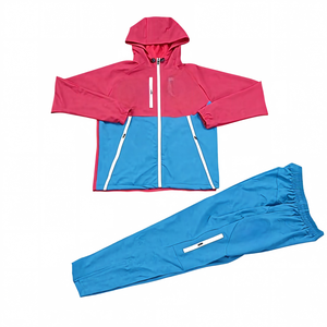 Ensemble de survêtement à capuche zippé pour homme, veste et pantalon d'entraînement, noir et orange, tenue de sport en polyester, taille XL - Product Image 2
