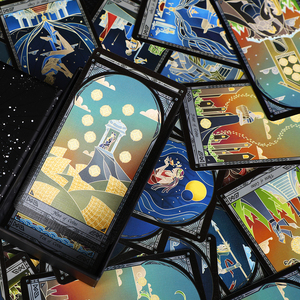 <span class=keywords><strong>Mazzo</strong></span> di Tarocchi Specchio Rotto Quarta Edizione, <span class=keywords><strong>Carte</strong></span> in Stile Vetro Dipinto, Bordo Argento Laser - Product Image 1