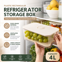 Conteneur de stockage pour réfrigérateur résistant aux chocs, en plastique alimentaire, rectangulaire, grand format, avec couvercle hermétique, pour la conservation des aliments