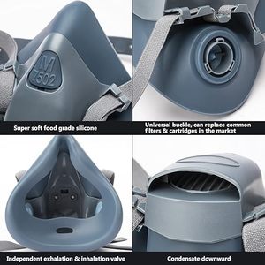 جهاز تنفس شخصي بنصف وجه مزود بمنظف جيل السيليكا مضاد للفيروسات لصناعات الفحم والمعادن - Product Image 6