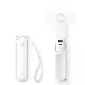 Mini Fan Portable 4800mah, Version portable foldable USB Rechargeable Fan with Power Bank and Flashlight Function/