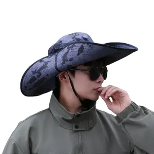 Summer Camouflage Bucket Sunhats For Outdoor Fishing Large Brim Sun Protection Unisex Sunhat