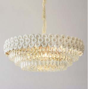 New Golden Round <strong>Rectangle</strong> Ceramic Crystal Chandelier Lighting Hotel Pendant Light Villa Living Room Indoor Decorative <strong>Lamp</strong> - Product Image 2