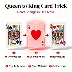 Clásico Truco de Magia de Cartas Rey y Reina, Accesorios de Magia para Escenario y Calle, Efecto de Cambio de Corazón para Magia de Cerca, Fácil de Usar para Principiantes - Product Image 6