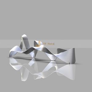 Escultura Ondulada de Acero Inoxidable M105, Impermeable, Duradera, Multifuncional, Diseño Art Deco, para Decoración de Parques y Playas, Montaje en Suelo - Product Image 6