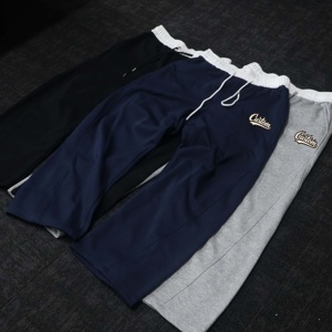 Custom Logo Embroidered <b>Men's</b> Casual Sweatpants Elastic Waist Drawstring Midweight Cotton Streetwear Style - Product Image 1
