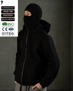 Sweat-shirt à capuche noir pour homme OEM avec masque de ski intégral intégré - Product Image 1