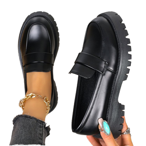 Mocassins classiques pour femmes à bout rond, noirs unis, à enfiler, <span class=keywords><strong>chaussures</strong></span> <span class=keywords><strong>de</strong></span> <span class=keywords><strong>marche</strong></span> confortables, respirantes, légères, design plat pour l'hiver - Product Image 4