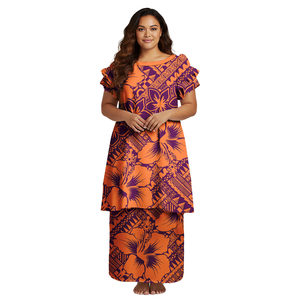 Vêtements tribaux polynésiens grande taille, robes Puletasi samoanes pour femmes, imprimé, soirée, fête, Puletasi Samoa, ensemble 2 pièces - Product Image 2