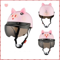 Casque de moto demi-face pour enfants, motif animal, certifié DOT, haute résistance aux chocs, en plastique PP, idéal pour toutes les saisons