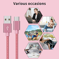 Câble USB Type C tressé en nylon PVC d'usine OEM, 3A 5A, charge rapide, 1M, conducteur en cuivre pur pour téléphone portable