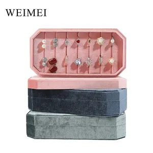 Weimei 대용량 맞춤형 로고 포장 상자 핑크 스웨이드 링 보관 상자 보석 디스플레이 트레이