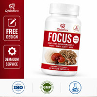 Capsules Qbioflex OEM/ODM pour la concentration cérébrale avec poudre de champignon Reishi, complément complexe de 60 super champignons