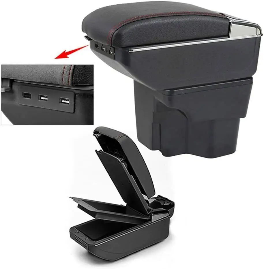 Car Center Console Armrest Box With 7 USB Smart Ports Arm Rest Car Storage Box Console Organizer For KIA K2 RIO 2011-2016