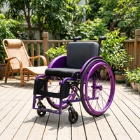 Fauteuil roulant sportif manuel léger en fibre de carbone violette 5805, pliable, roues arrière à dégagement rapide, fauteuil roulant actif, vente chaude