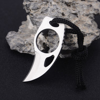 Mini couteau karambit à lame fixe avec étui en cuir et cordon - Outil de sauvetage EDC pour l'extérieur