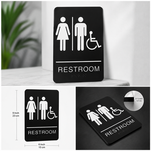 Señalización <span class=keywords><strong>de</strong></span> Baño en Braille ADA con Flecha Izquierda, 9x6 Pulgadas, Autoadhesiva, <span class=keywords><strong>de</strong></span> Aluminio, para Uso en Interiores/Exteriores en Negocios - Product Image 5
