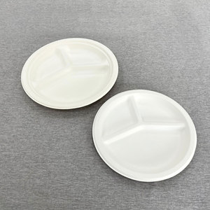 Forniture per feste di carta natalizia usa e getta compostabili stampate personalizzate all'ingrosso piatti per reni in polpa di piatto - Product Image 3