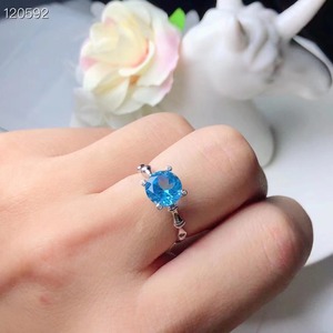 SGARIT Joyería de Plata de Ley 925, Joyería de Moda, Topacio Azul Suizo Natural, Anillo Ajustable, Joyería de Plata Hecha a Mano - Product Image 3