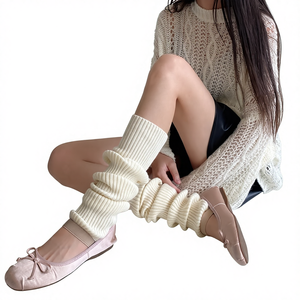 Calze a maglia in lana a tinta unita sopra il ginocchio, stile giapponese, calze al polpaccio, calde per autunno inverno, coprigambe JK, semplici e versatili - Product Image 1