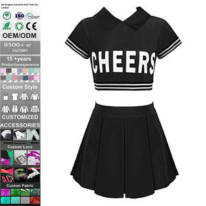 Tenues de danse pour équipe de danse scolaire, logo personnalisé, mini-jupe pour filles, uniformes de cheerleading, 100% polyester - Product Image 1