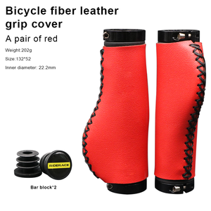 RIDERACE Poignées de guidon de vélo de montagne Durable en fibre antidérapante en cuir vtt barre de poignée de vélo pièces de poignée verrouillables - Product Image 5