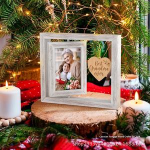 Marco de Fotos Giratorio de Madera de Pino Ecológico, Artesanía Tradicional, Impresión Tipográfica para Decoración del Hogar o Escritorio - Product Image 2