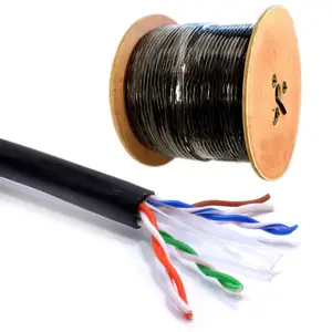 1000ft FTP Cat6 Direct Burial Shielded Waterproof Outdoor Rated CMX 23AWG Solid Bare Copper Cable 550MHz for Communication