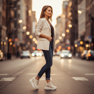 Baskets compensées discrètes pour femmes, rehaussantes, à plateforme, à lacets, respirantes et décontractées - Product Image 1
