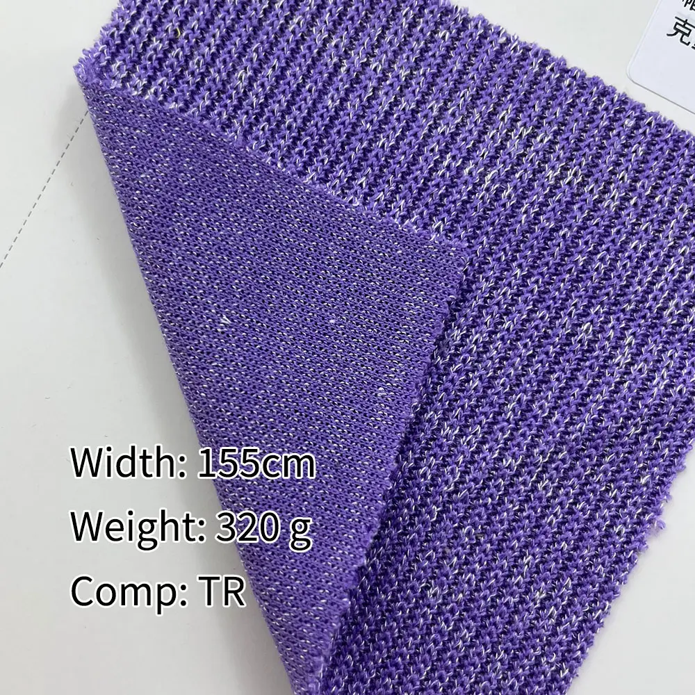 Tím 155Cm 320gsm Tr Polyester Rayon Sáng Dệt Kim Quần Áo Áo Len Thiết Kế Đồng Bằng Vải Cho Cô Gái Hàng May Mặc