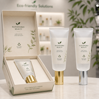 Tube en verre pour crème cosmétique, fabrication sur mesure, vente en gros, avec bouchon doré, pour emballage de lotion de soin de la peau, coffret cadeau, étiquette privée