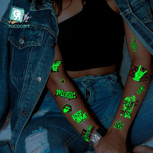 Tatuaggio luminoso del fumetto <span class=keywords><strong>di</strong></span> stile <span class=keywords><strong>di</strong></span> partito <span class=keywords><strong>di</strong></span> musica mista nel buio, tatuaggio falso luminoso, adesivi del tatuaggio del corpo - Product Image 3