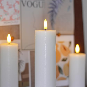 Handmade Flameless Paraffin LED Pillar <b>Candles</b> for Weddings Holidays & Home Decor - Product Image 2