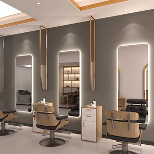 Espejos Decorativos Dorados para Salón de Belleza, Espejo LED de Cuerpo Entero con Luz para Barbería - Product Image 3