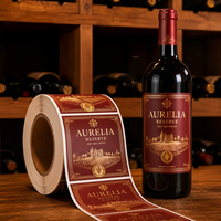 Etiquetas Adhesivas Impresas de Alta Calidad Personalizadas de Fábrica, Etiqueta para Botellas de Alcohol, Etiqueta Adhesiva para Vino Tinto